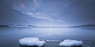 Ice near Akureyri in Iceland