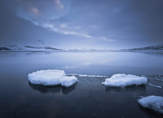 Ice and darkness motives Ice near Akureyri in Iceland