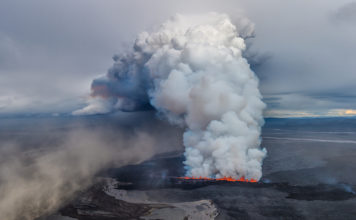 Volcanic eruption in Holuhraun in Iceland