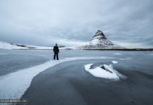 Kirkjufell on ice.