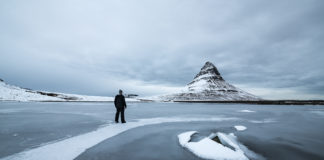 Kirkjufell on ice.