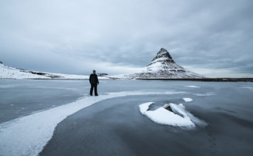 Kirkjufell on ice.